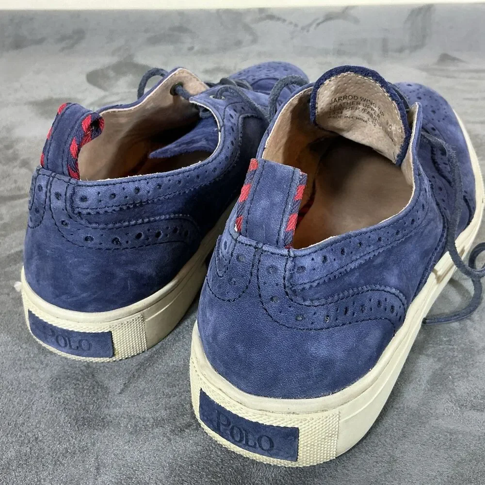 Polo Ralph Lauren Navy Brogued Sneakers Jarrod Wingtip 9 D Leather Shoes